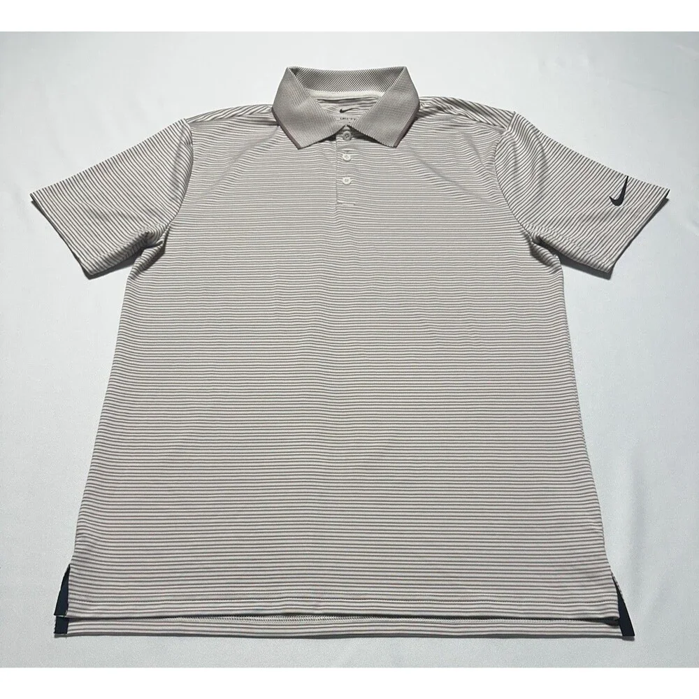 Nike Tour Golf Polo Shirt Mens Small Platinum Violet Dri-FIT Striped FZ7479-110